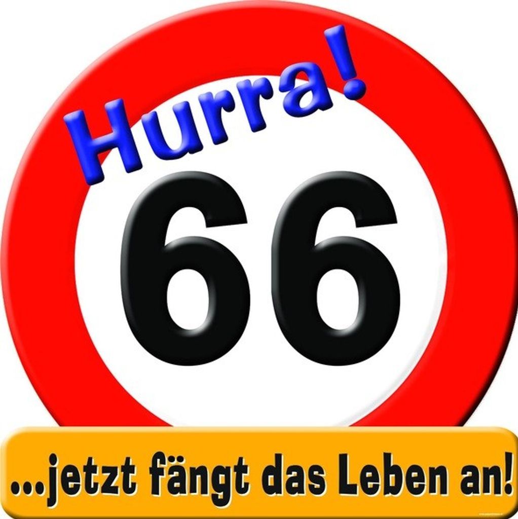 1 Riesenschild " Hurra ! 66 D: 50Cm Pappe 66. Geburtstag