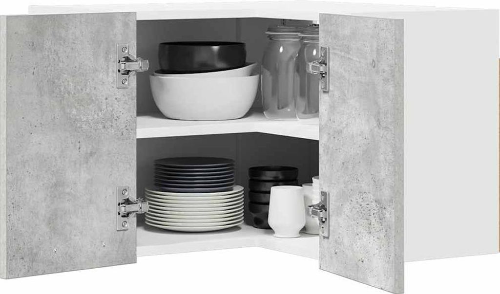 Cloris Designermöbel Hängeschrank Betongrau und Weiß 57 x 57 x 40cm Holzwerkstoff - 2026Neu838373 - Küchenschränke