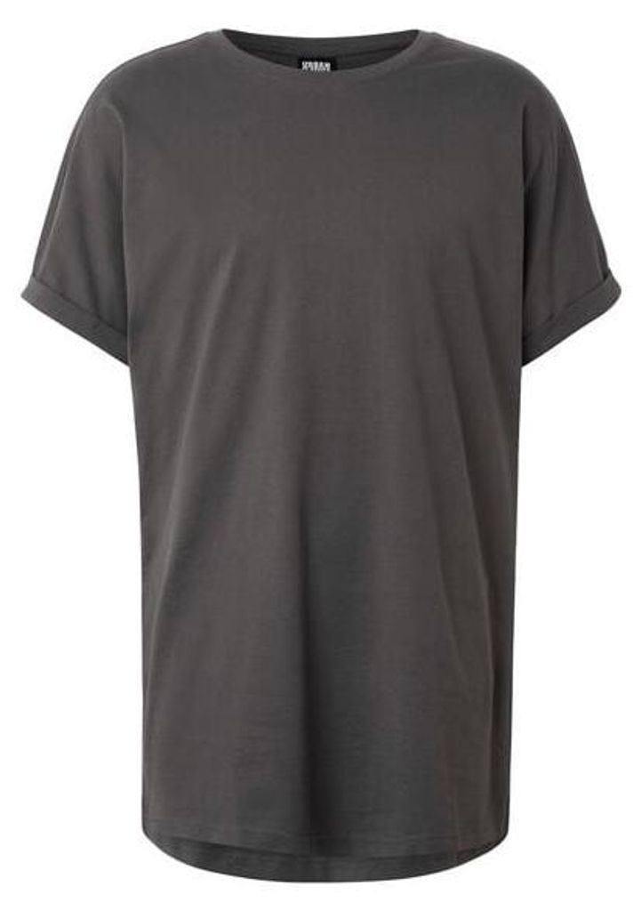 Urban Classics T-Shirt Herren Long Shaped Turnup Tee dunkelgrau XXL