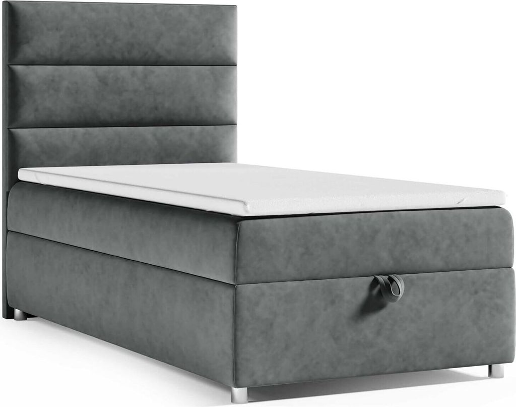 Boxspringbett mit Bettkasten Trinity K-4 SINGLE Bonellfederkern inkl. Topper, mit Lieferung, Aufbau & Entsorgung 70x200-GRAPHIT