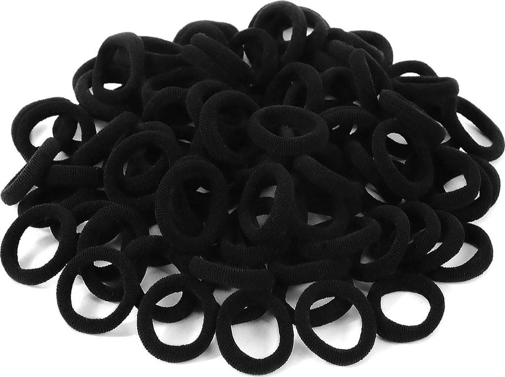100 Stück Haargummis Schwarz für Mädchen & Kinder, Mini Produktbild 