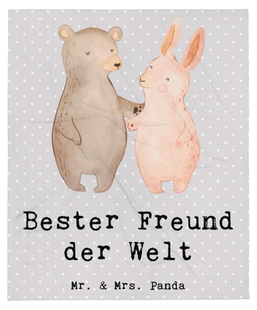 Mr. & Mrs. Panda Tagesdecke Hase Bester Freund der Welt - Grau Pastell - Geschenk, Bro, Geschenkidee, Wohndecke, Lebensgefährte, Herz, Decke, Lieb...