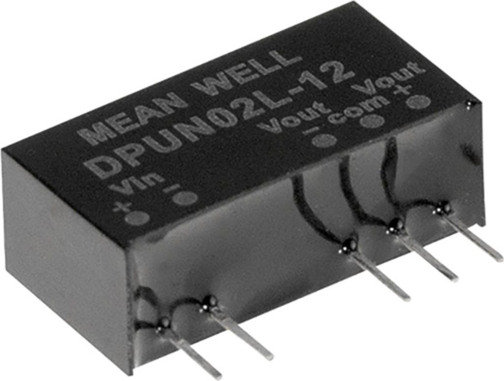 MEANWELL DPUN02L-12, DC/DC-Wandler Modul-Serie, 5:+/-12V +/-83mA 2W