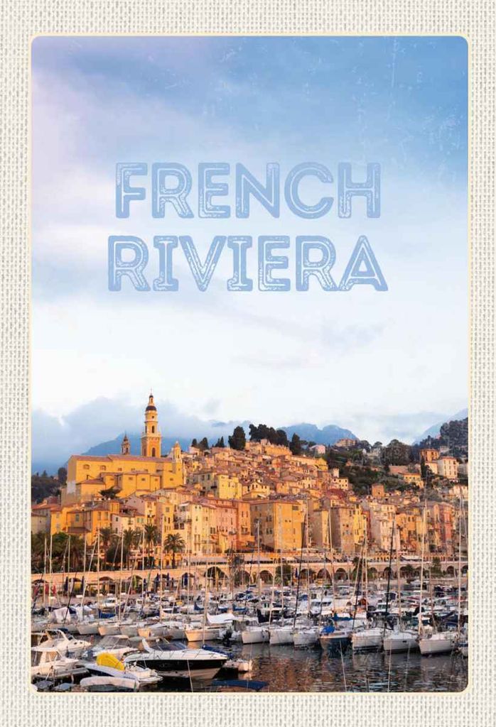 vianmo Holzschild 30x20 cm French Riviera Panorama Bild Bildmotiv Reisemotiv Abenteuer Reisen