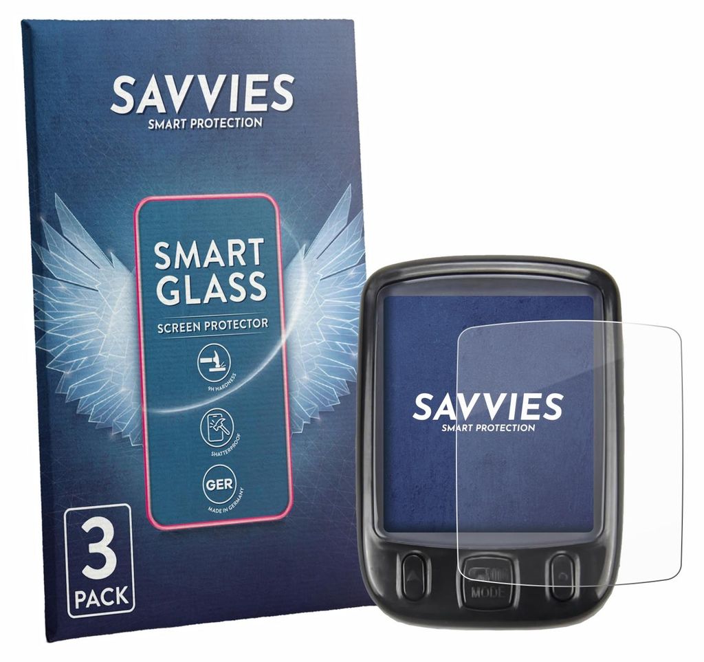 3x Savvies Schutzglas Folie für ZMCVOE Bike Computer digital 9H Panzer Schutzfolie Glas Displayschutz klar transparent