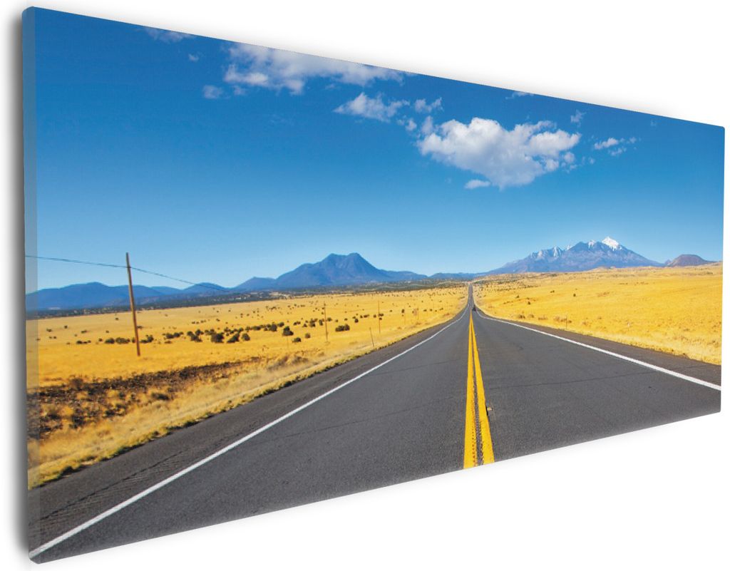 Wallario Premium Leinwandbild Route 89 in Arizona - Am Ende der Horizont in Größe 30 x 75 cm