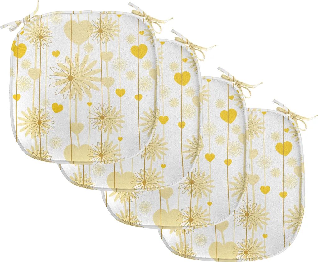 Set 4 Cuscini per Sedie ABAKUHAUS 40x40 Impermeabile Floreale Giallo