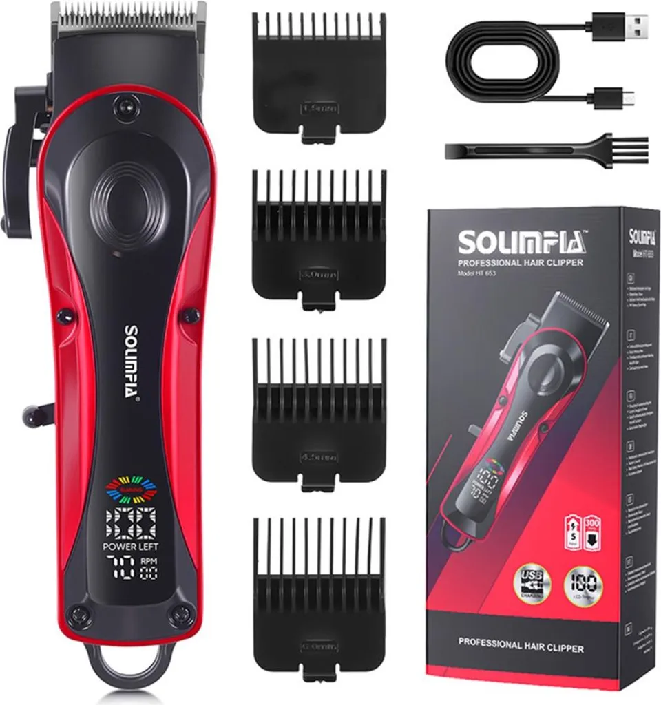 Regolabarba Elettrico INF Rosso con Schermo LED e Design Cordless