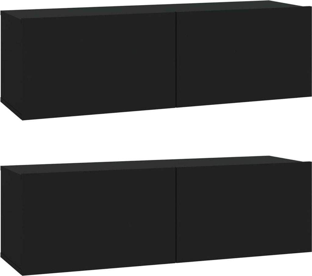 vidaXL TV-Wandschränke 2 Stk. Schwarz 100x30x30 cm Produktbild 