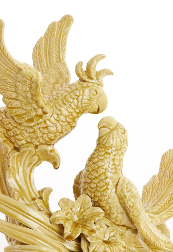 Ornement oiseaux céramique jaune ocre pour dynamiser un décor terne