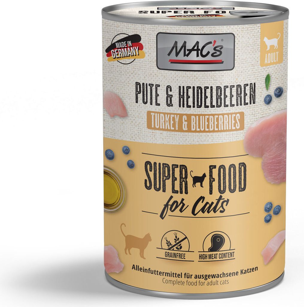 MAC´s 6x400g Pute & Heidelbeeren Nassfutter für Katzen Produktbild 