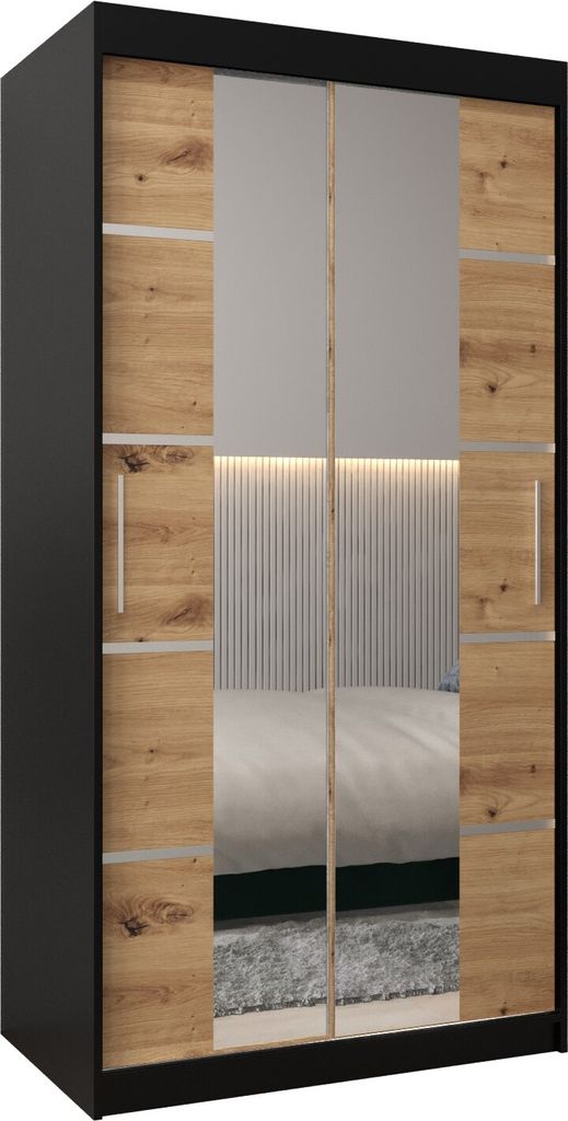 Kleiderschrank, Schiebetürenschrank Schlafzimmer, Schrank mit Spiegel VERONA 4 100 cm