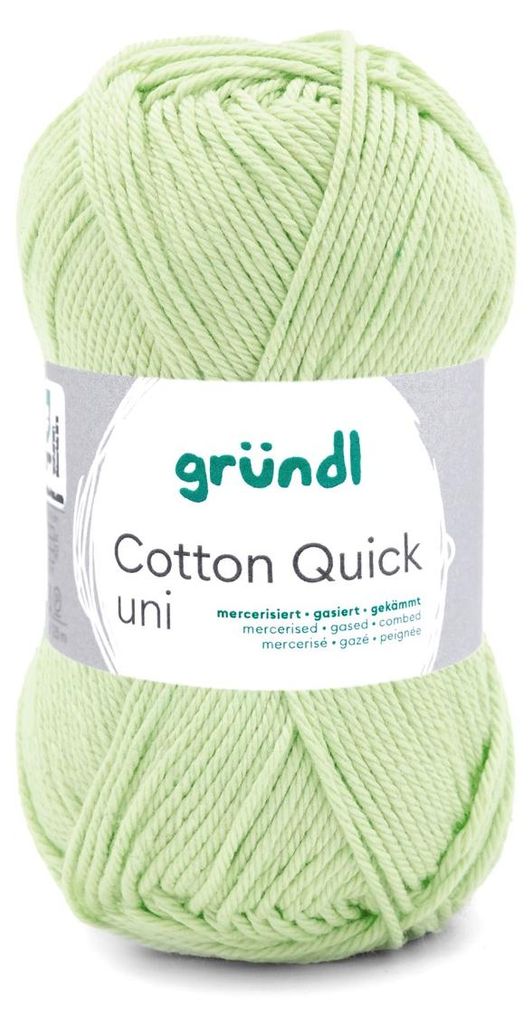 Gründl Baumwolle quick uni,50g.100%Baumwolle,mercerisiert,Häkel- u. Strickgarn,50g / 125 m,NS 3-4 164 lindgrün