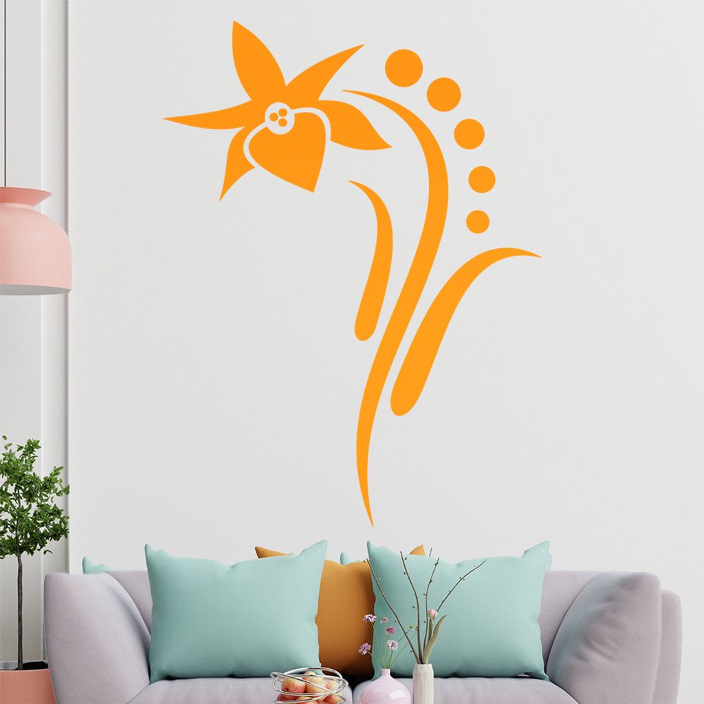 Blume - Linien Punkte Wandtattoo in 6 Größen - Wandaufkleber Wall Sticker - Dekoration, Küche, Wohnzimmer, Schlafzimmer, Badezimmer