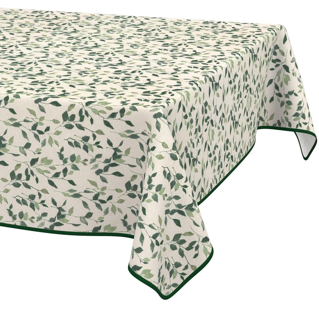 Stofftischdecke 140x120cm Grün Salamanca Stoff Premium Relax Zweige wasserabweisend pflegeleicht