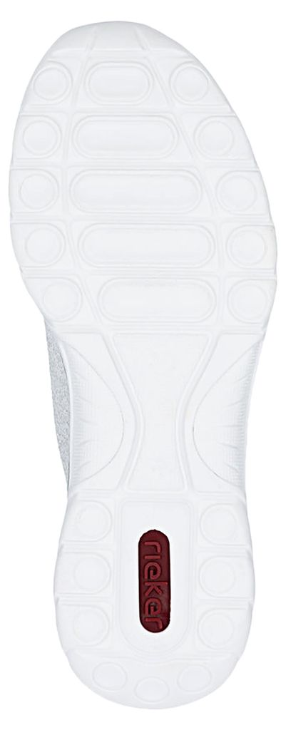 Rieker Damen Slipper Sock Sneaker mit Strass und Metallic Glanz L3261, Größe:37 EU, Farbe:Silber