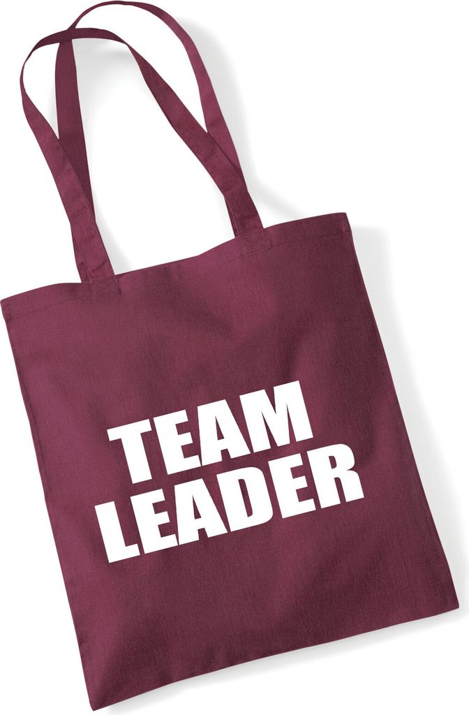 Huuraa Jutebeutel Team Leader Schriftzug 10 Liter Burgundy Baumwolle Tasche Geschenkidee