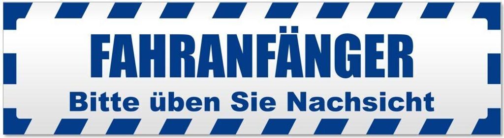 Kiwistar Fahranfänger. Bitte üben Sie Nachsicht gestreift Magnetschild Schild magnetisch - 30cm Verkehrsblau - Magnetfolie für Auto PKW Kfz