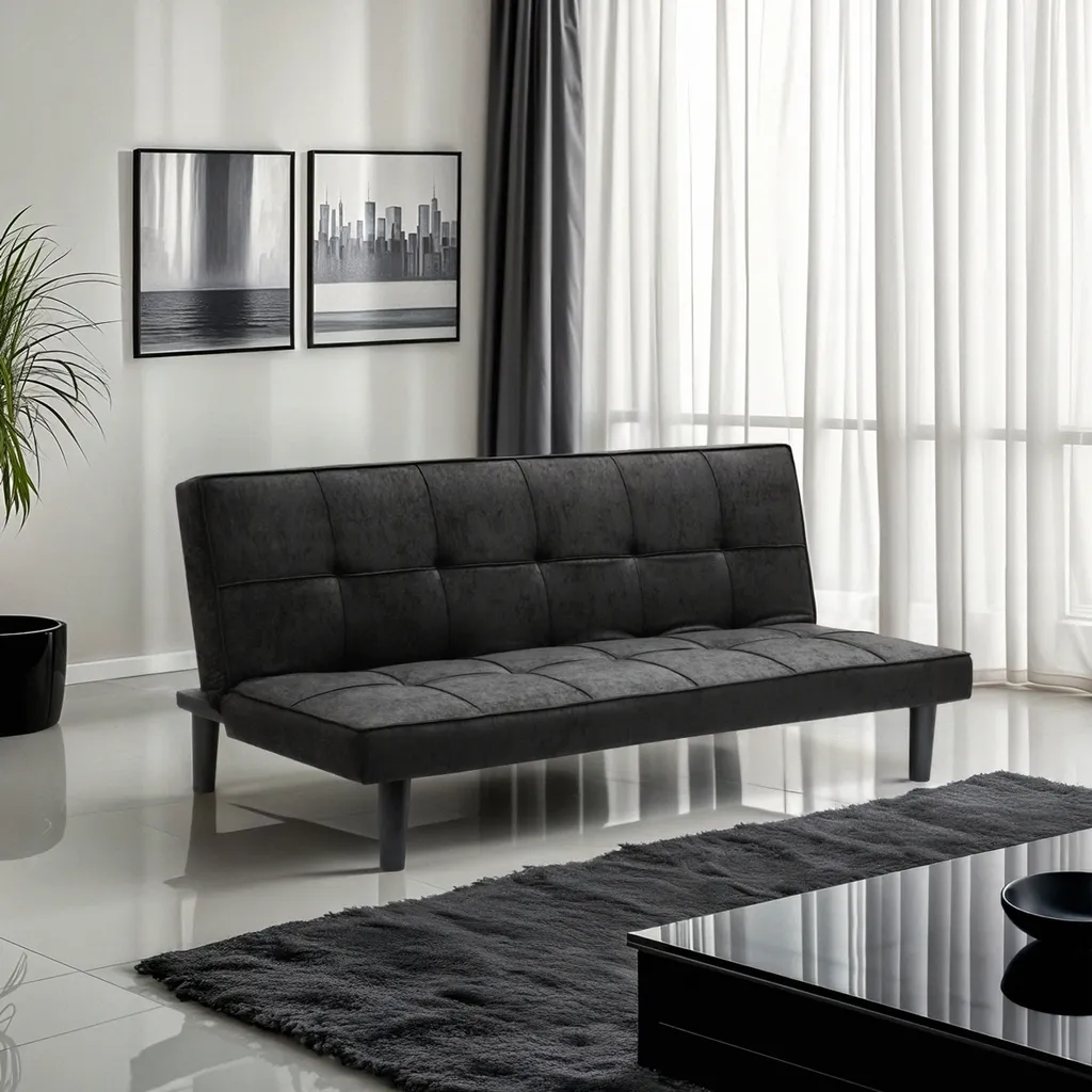 Canapé lit design Giada Dark en tissu avec structure robuste 2 places - 6