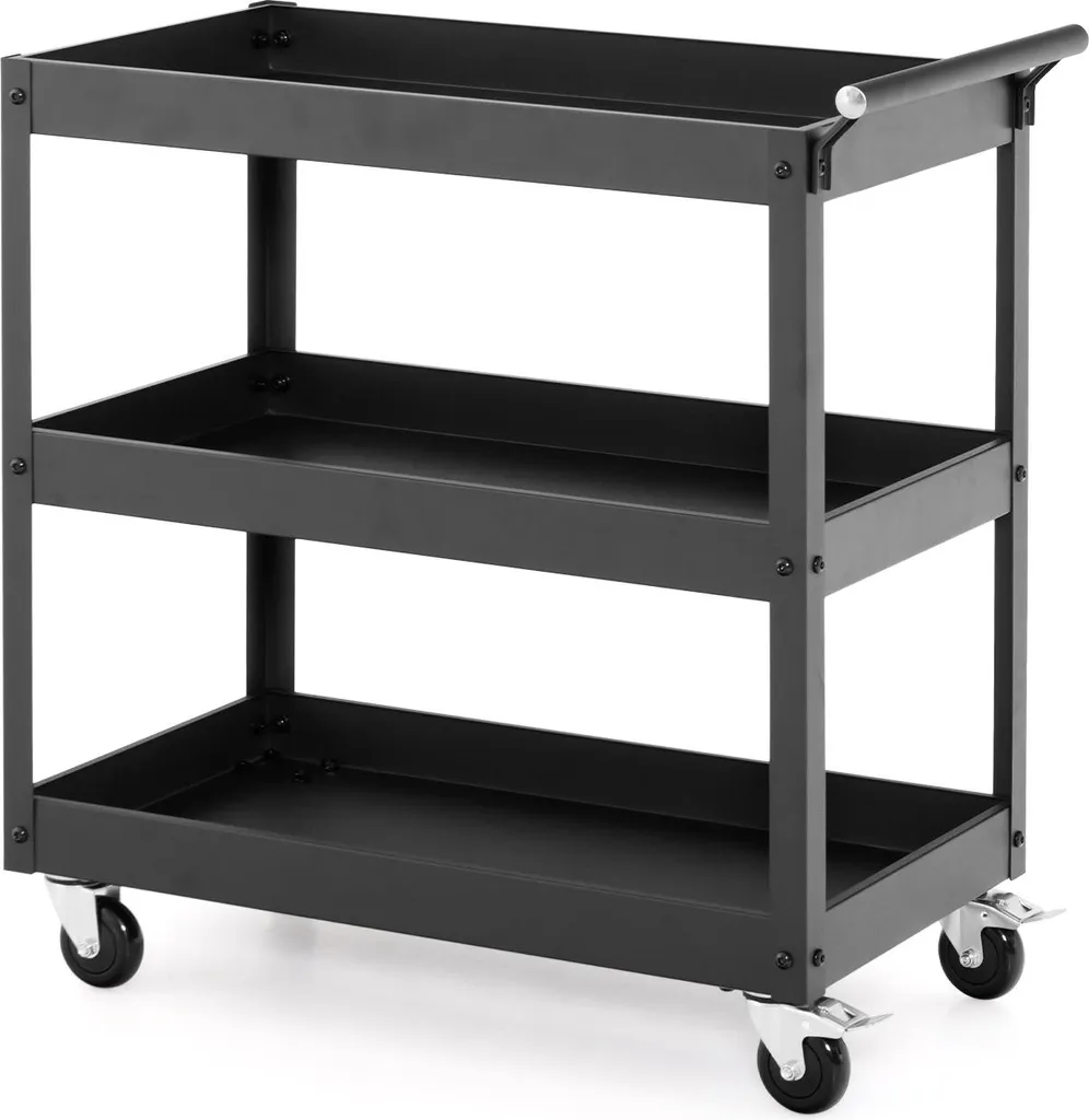 Chariot de transport pour bureau et atelier, servante noire mobile