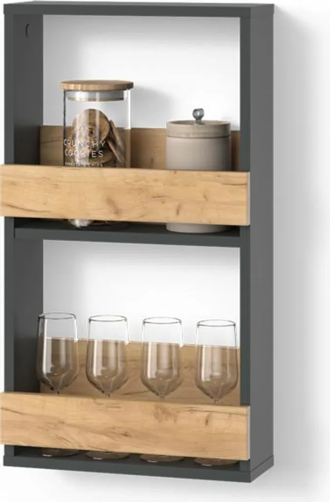 Étagère verres à vin Livinity Regusa Chêne doré anthracite 40x72cm 55930