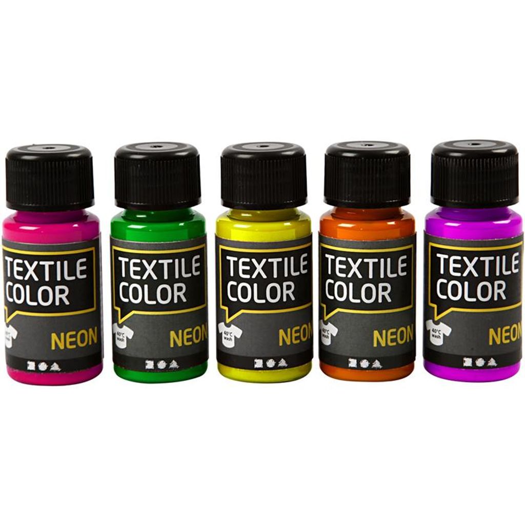 Creativ Company Textilfarbe Neon Set - 5 Farben 50ml Textil Basteln