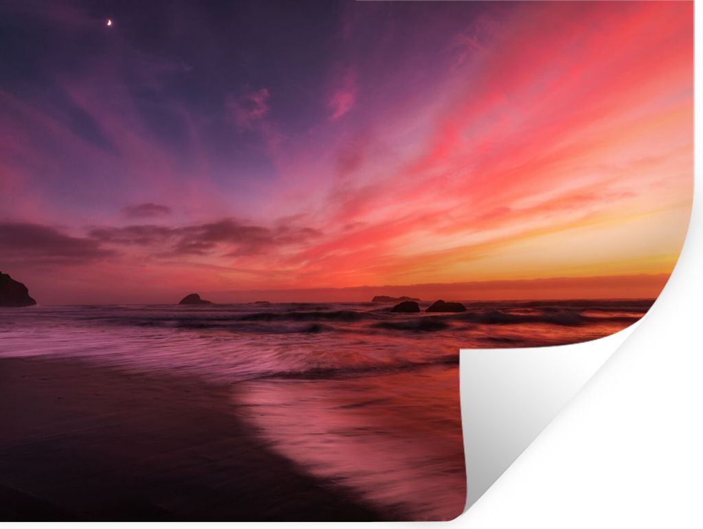 MuchoWow Wandtattoo Wandsticker Wandaufkleber Strand - Meer - Natur - Abend 40x30 cm Selbstklebend und Repositionierbar - Faltenfrei