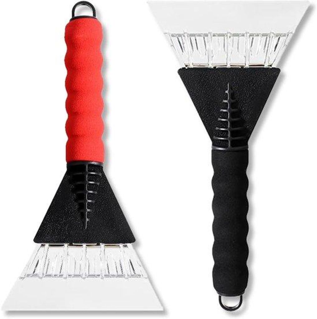 Sneeuwscheppen-set - Set van 2 ijskrabbers, winter-set voor het verwijderen van sneeuw en ijs, rote/ schwarze ijskrabber voor die Scheibe.