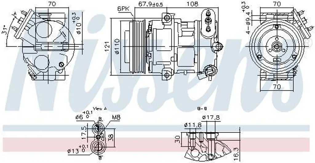 Compresseur clim Nissens 890663 5SL12C PAG 46 YF pour Opel Corsa E