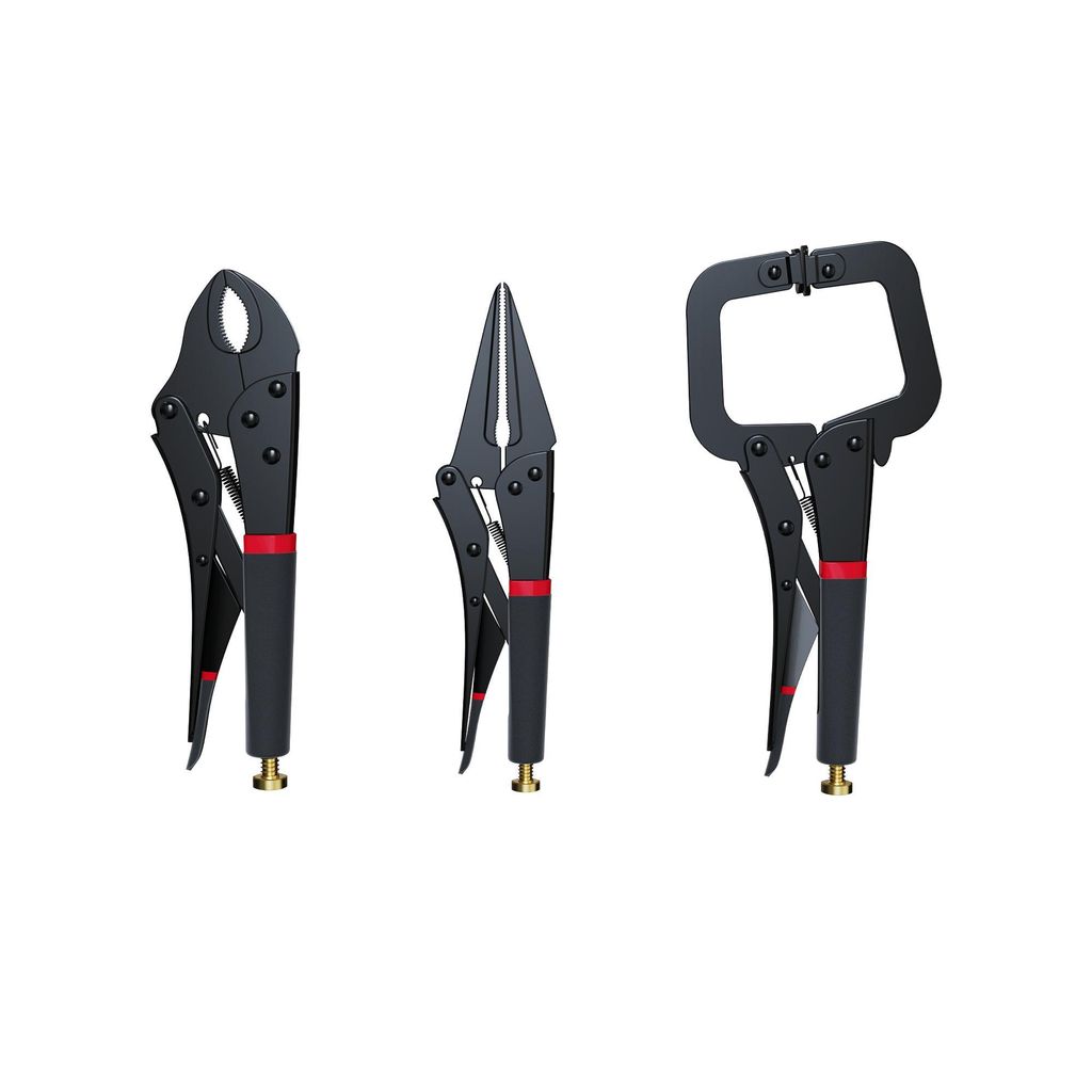 Gripzangen Set 3tlg Multifunktionale Langbeck-Gripzange Gebogene Backen C-Verschlusszange