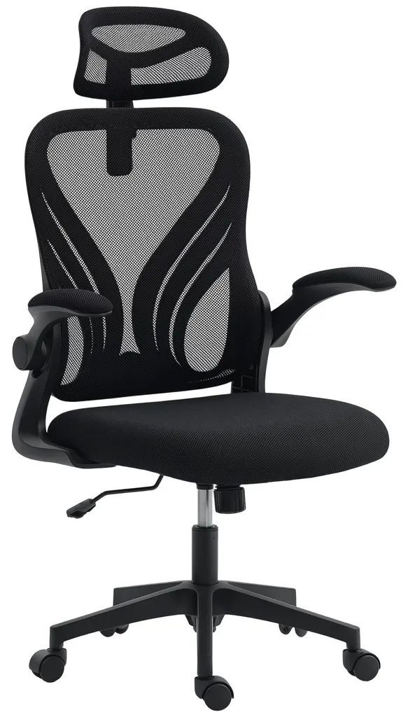 Chaise télétravail ergonomique, dossier pliable et appui-tête réglable
