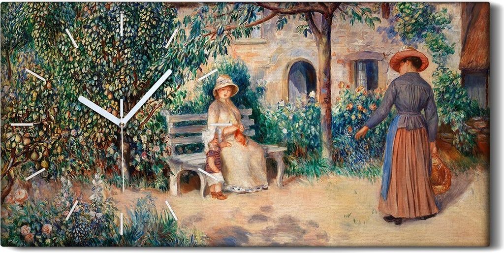 Dekor Leinwand Uhr Wandbilder Quarz 60x30 Malerei Bäume Häuser Frauen Kunst - weiße Hände