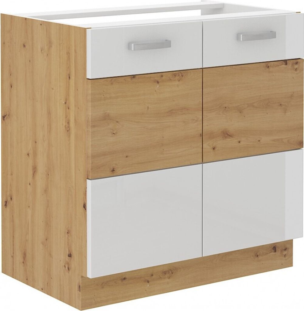 Dřezová skříňka ADARA - šířka 80 cm, bílá / dub artisan Obrázek produktu 