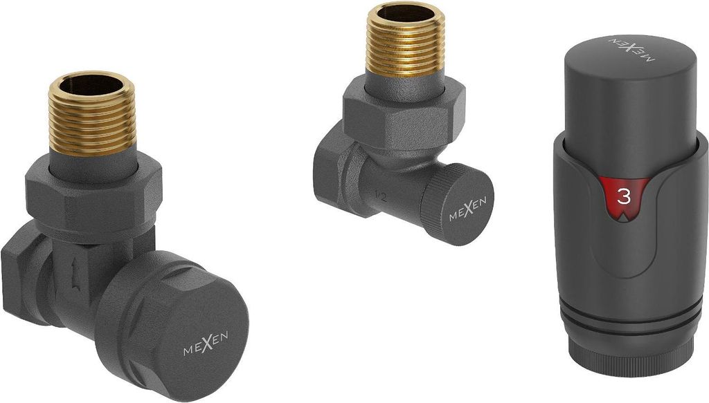 Mexen G00 Thermostat-Set, abgewinkelt, anthrazit - Produktbild 
