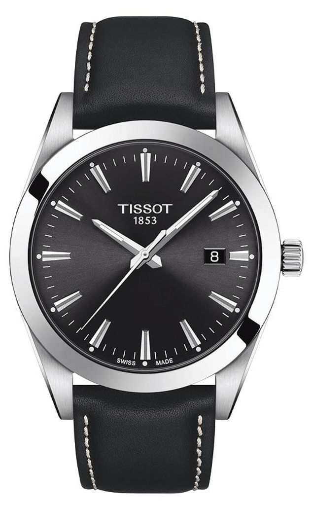 Tissot Gentleman, 40 mm, kwarcowy, skórzany, czarny, model Zdjęcie produktu 