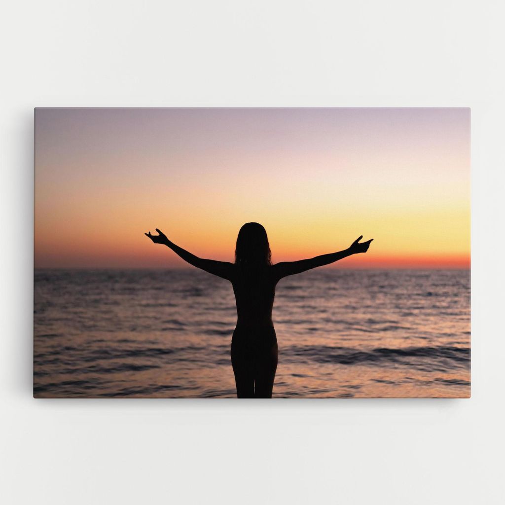 ARTHUB Leinwandbild 70x100 cm, Feeling Freedom | Wohnzimmerdekoration, Hängende Bilder, Wanddekoration, Heimdekoration, Frauen, Silhouetten