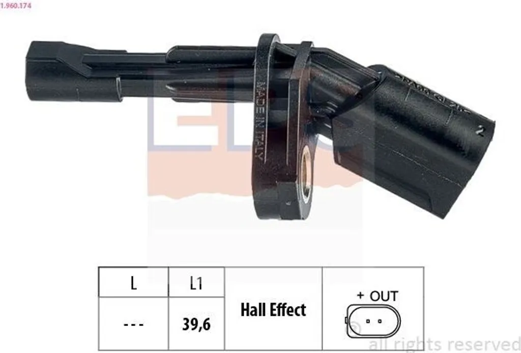 Analisi Tecnica Sensore ABS VW Tiguan 5N EPS 1.960.174 - Posteriore DX
