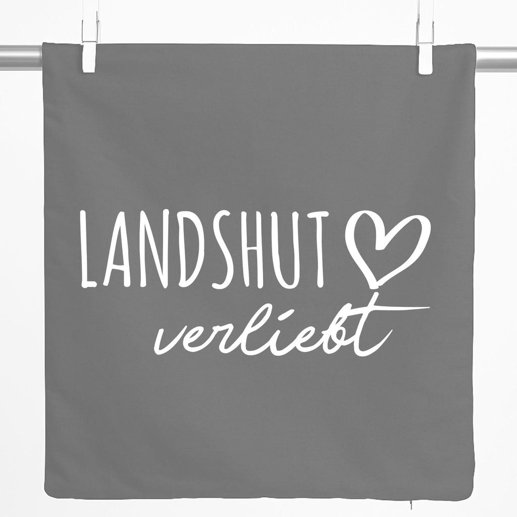 Huuraa Kissenbezug Landshut verliebt 40x40cm Steel Grey Baumwolle Dekokissenbezug Geschenkidee