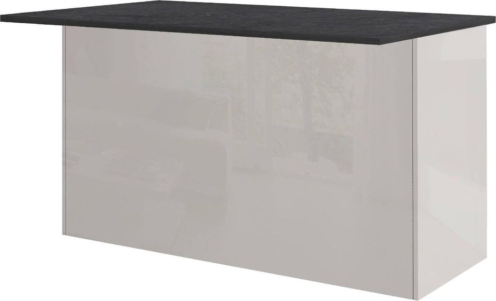 Kücheninsel Dcarnelo, zusätzlicher Ablagetisch, 3-türiger Küchenschrank, 100 % Italy, 155 x 90 x 90 cm, glänzendes Weiß und Schiefer