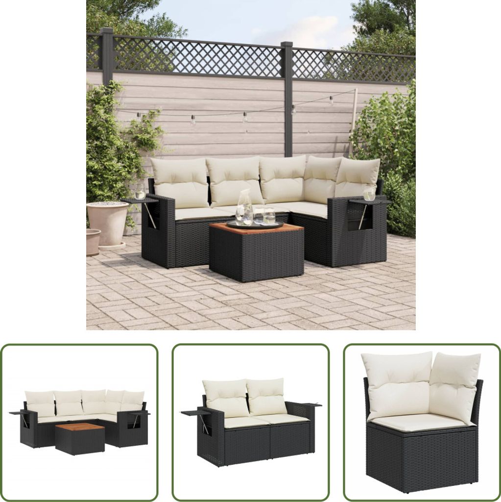 The Living Store 5-tlg. Garten-Sofagarnitur mit Kissen Produktbild 