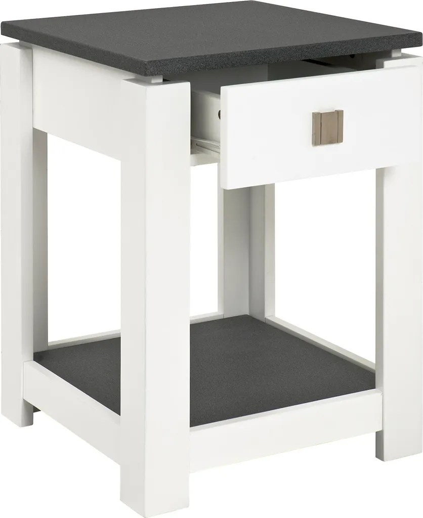 Table de chevet compacte aspect granit pour optimiser votre décoration
