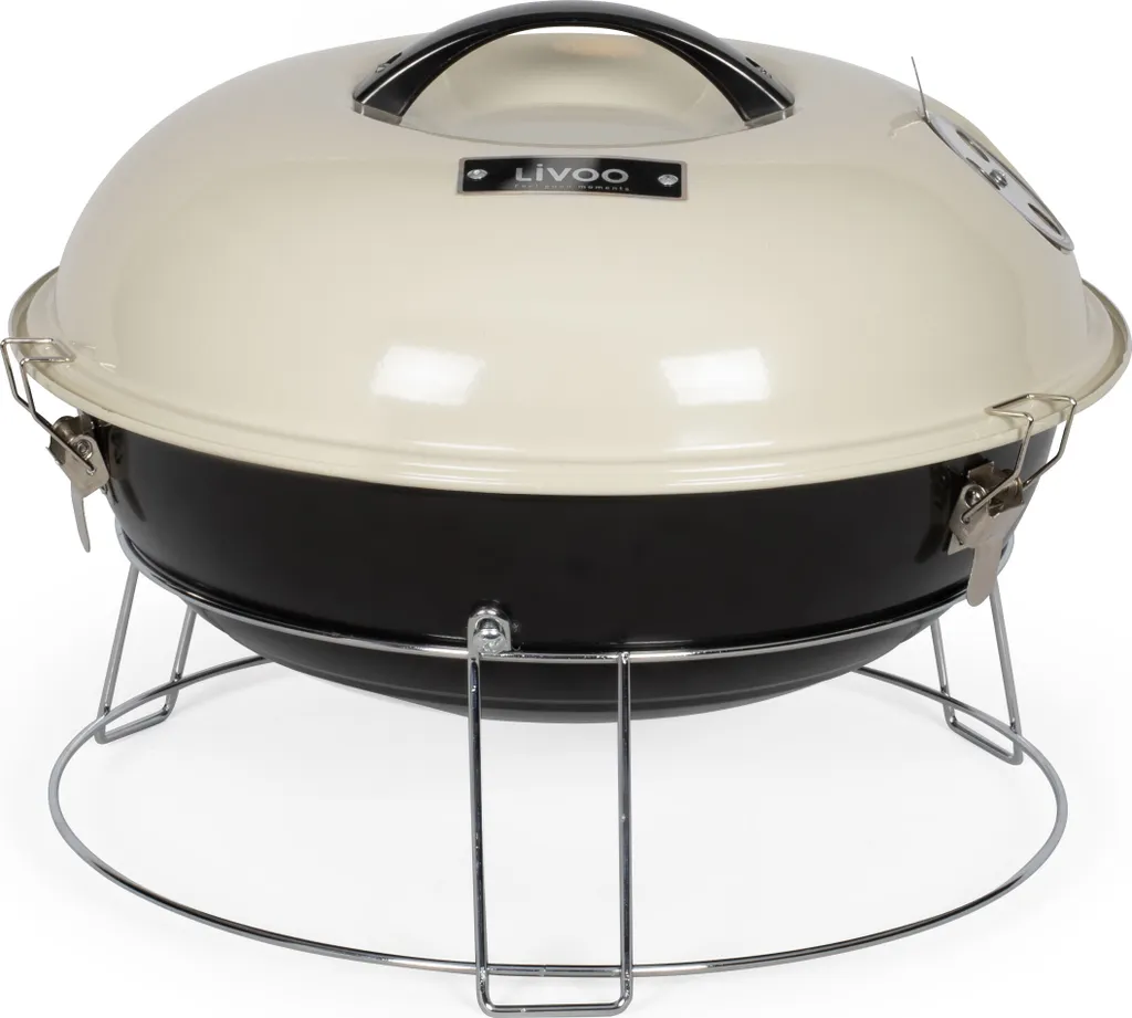 Barbecue à charbon Livoo DOC301 beige 38cm avec cuve en acier émaillé