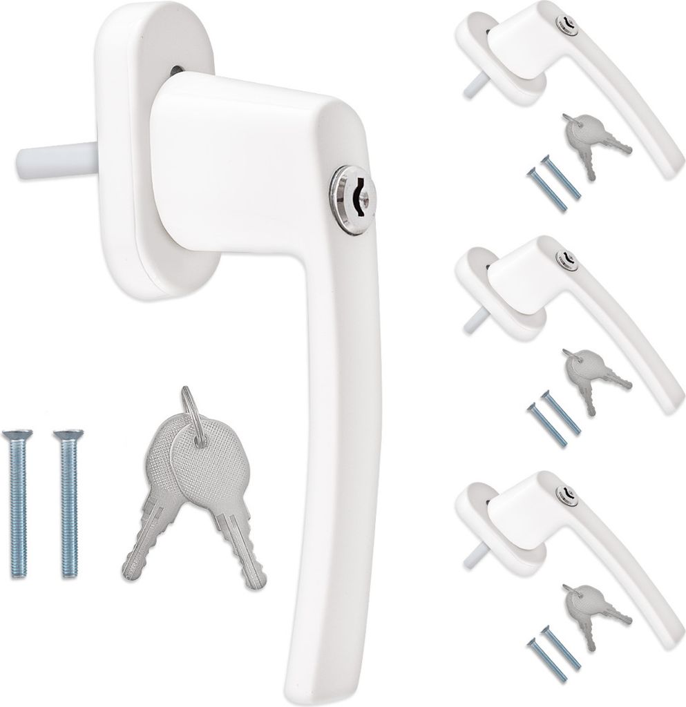 kwmobile Fenstergriffe abschliessbar - 4x Aluminium Fenstergriff - Kindersicherung Fenstersicherung - Stiftlänge 35mm - Fensterschloss Balkontür