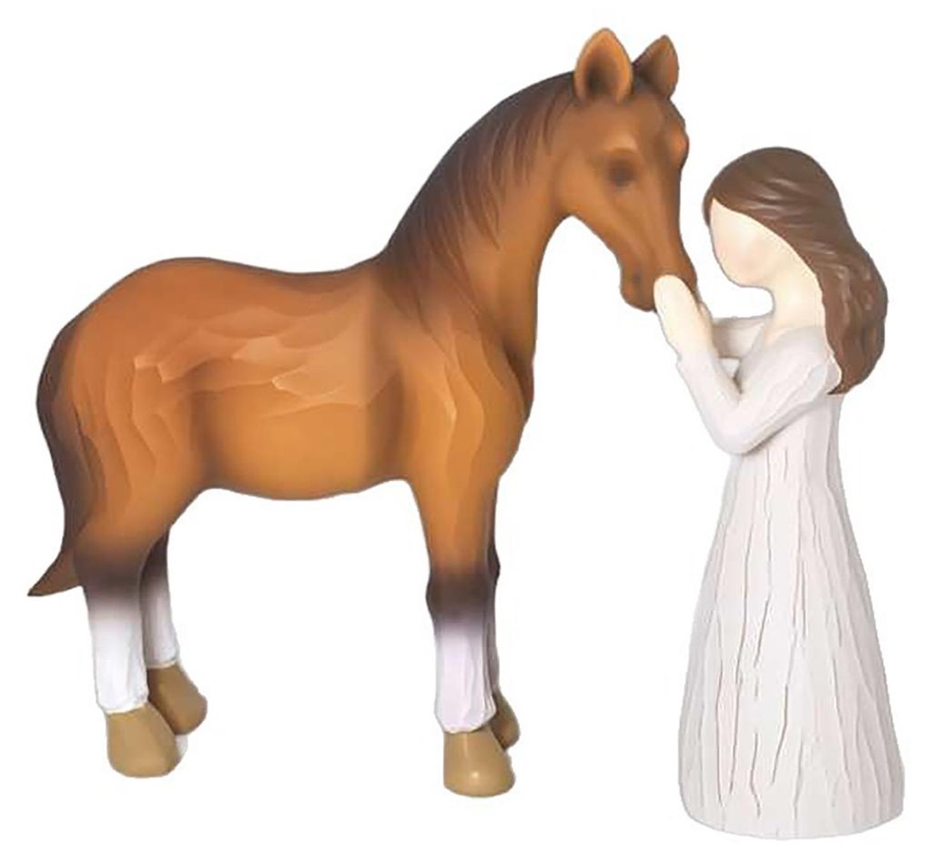 Mädchen-und-Pferd-Figur aus Kunstharz, handbemalte Pferdeskulptur für Pferdeliebhaberinnen, Erinnerungsgeschenk für Geburtstag, Weihnachten, Tha...