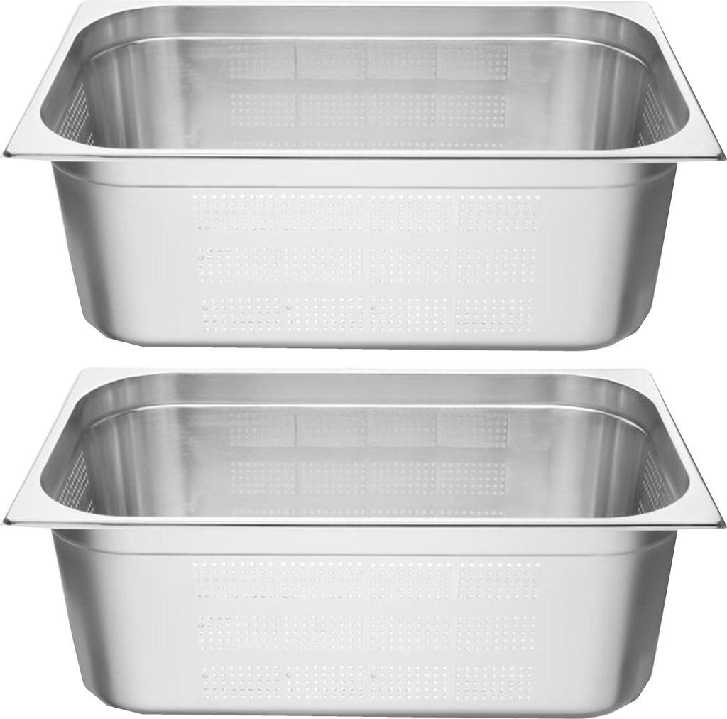 Vogue GN-Behälter GN1/1 - 20cm - 2 Behälter - Edelstahl gelocht