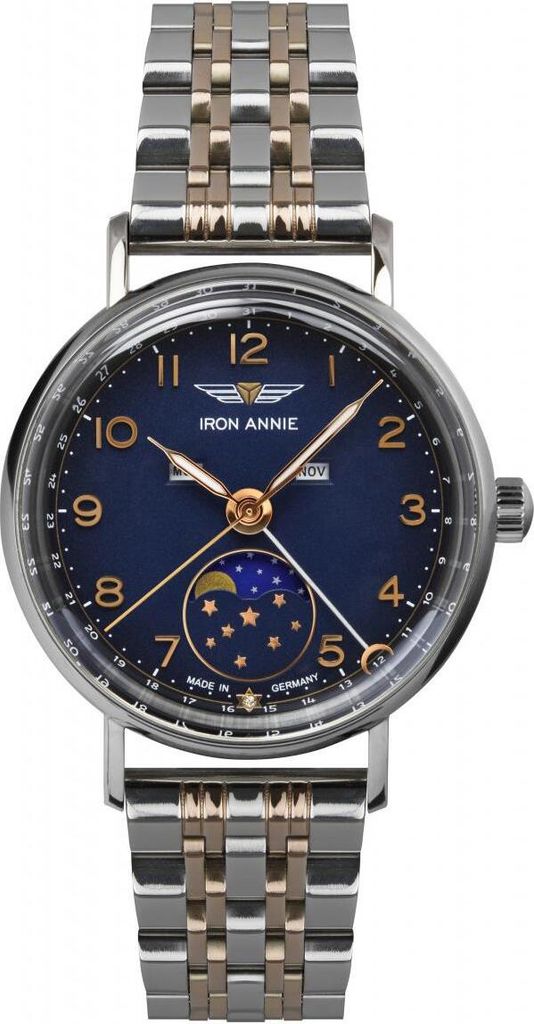 Iron Annie 5977M-4 Damen Uhr Quarz Mondphase Edelstahl Metallband