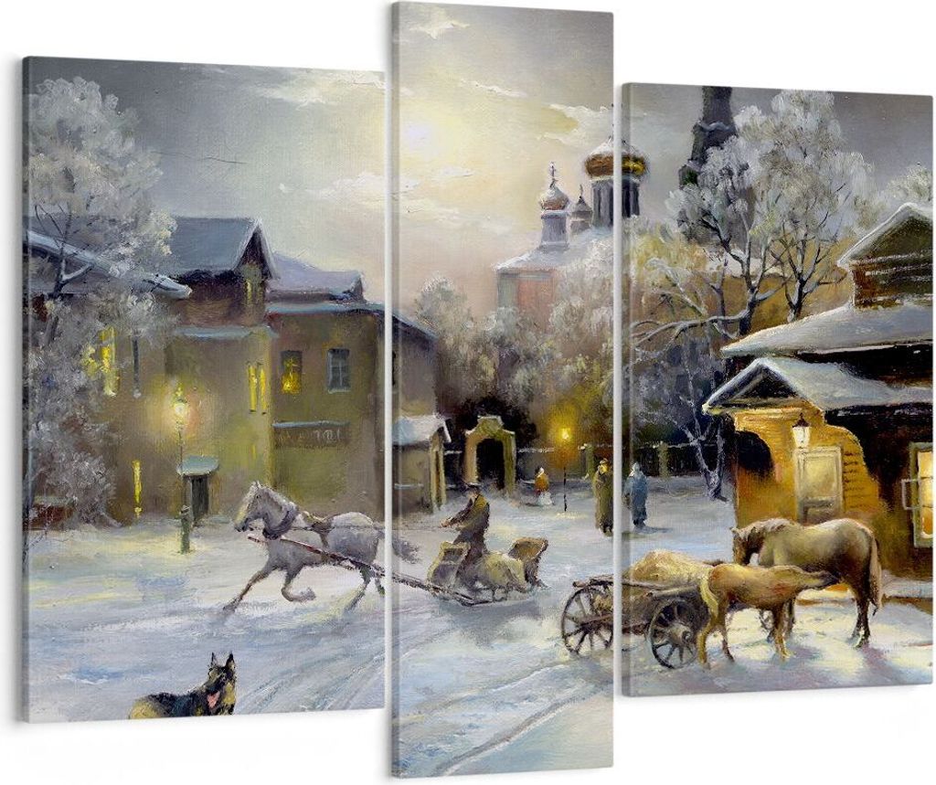 Bild auf Leinwand - Leinwandbild - Dorf Schlitten Schnee - Produktbild 