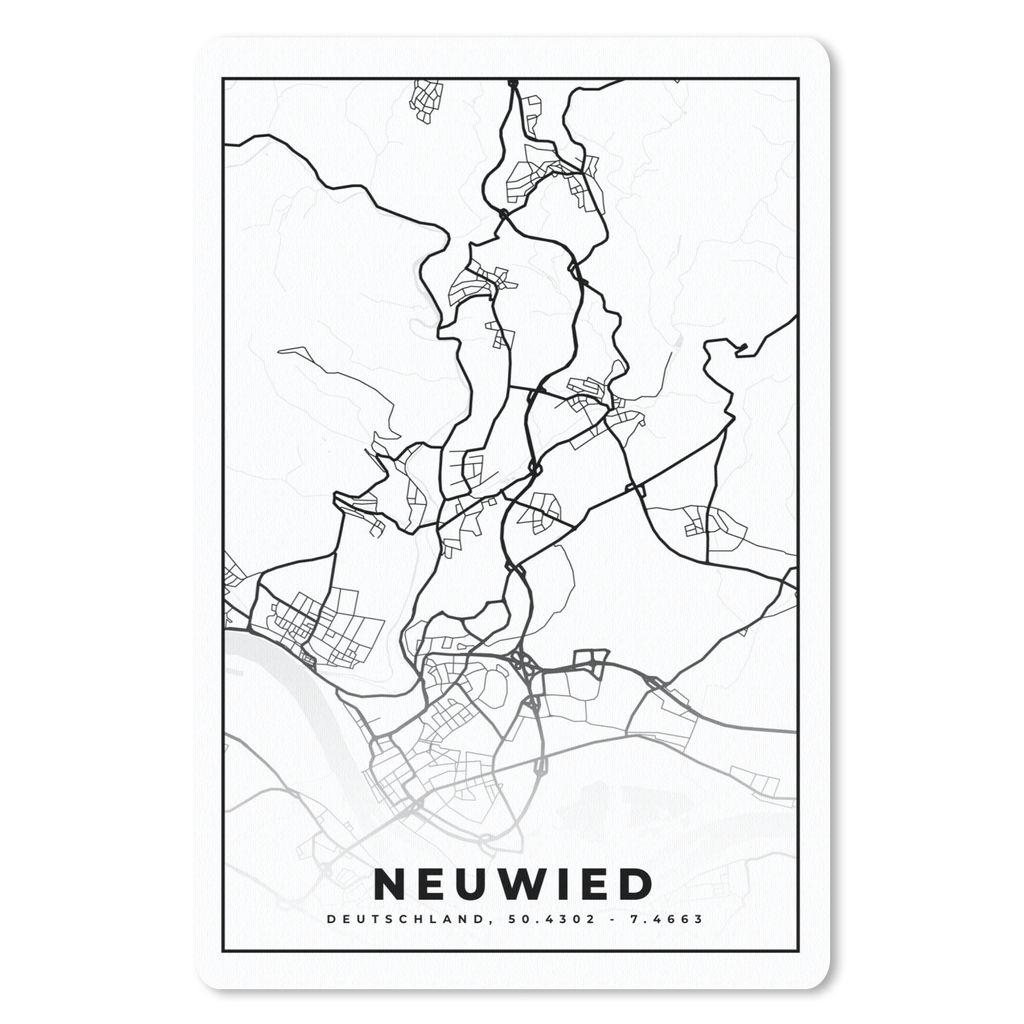 MuchoWow Mauspad Mousepad Stadtplan - Neuwied - Karte 40x60 cm - Mousepads - Maus Mat - Pad - Mausunterlage - Schreibtisch Accesoire