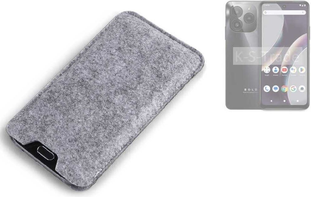 K-S-Trade Filz Handyhülle kompatibel mit BLU Bold K10 Schutzhülle Filztasche Filz Tasche Case Sleeve Handy Hülle Filzhülle grau