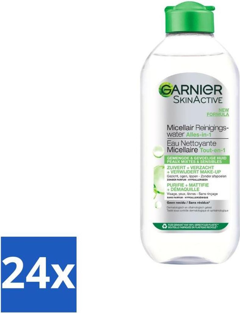 Garnier - SkinActive - Mizellen-Reinigungswasser - Fettige Haut - Beruhigend & Reinigend - 400 ml - Vorteilspack - 24 Stücke